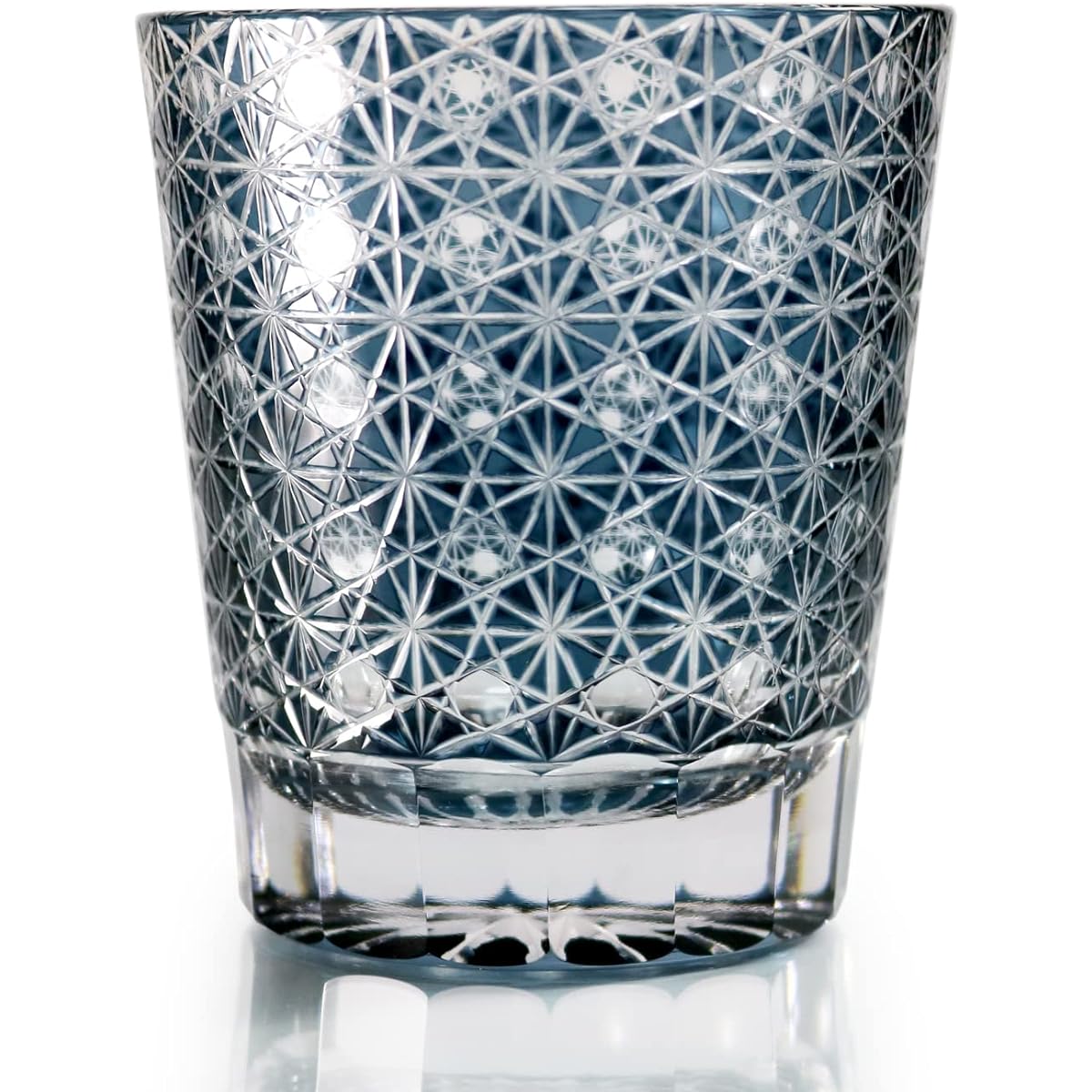 GREEM MARKET Crafts with wooden box Glasswork Kiriko glass Cup Shochu glass Chrysanthemum connection pattern Kiriko glass Product number: GMS02236NW (Navy)