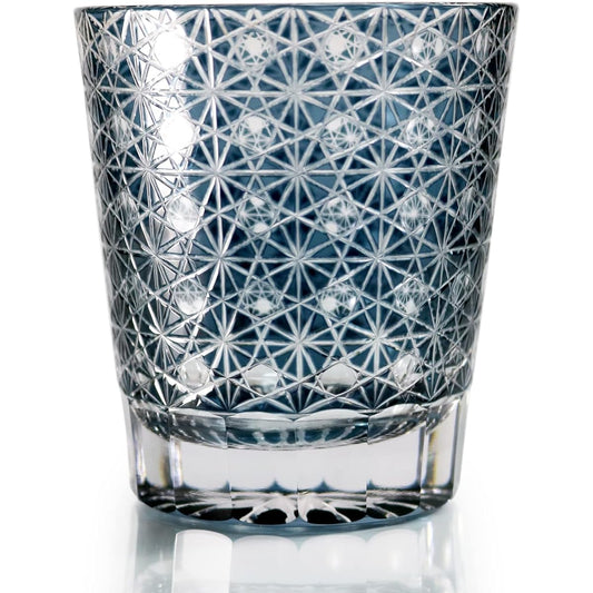 GREEM MARKET Crafts with wooden box Glasswork Kiriko glass Cup Shochu glass Chrysanthemum connection pattern Kiriko glass Product number: GMS02236NW (Navy)