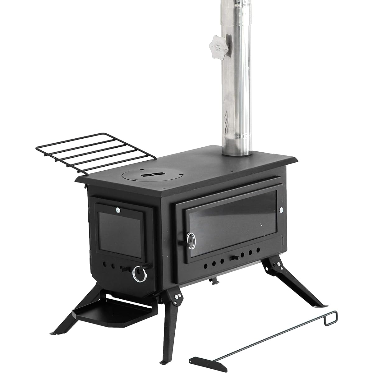 Camping Stove Propworks Wood Stove, Iron Compact, Solo Camping, Fire Stand, Outdoor Lightweight Stove, No Fuel Required, Wood Stove, Camping BBQ, Comes with a Winter Camping Damper for Cooking (L Size)