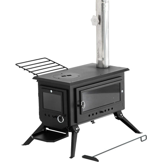 Camping Stove Propworks Wood Stove, Iron Compact, Solo Camping, Fire Stand, Outdoor Lightweight Stove, No Fuel Required, Wood Stove, Camping BBQ, Comes with a Winter Camping Damper for Cooking (L Size)