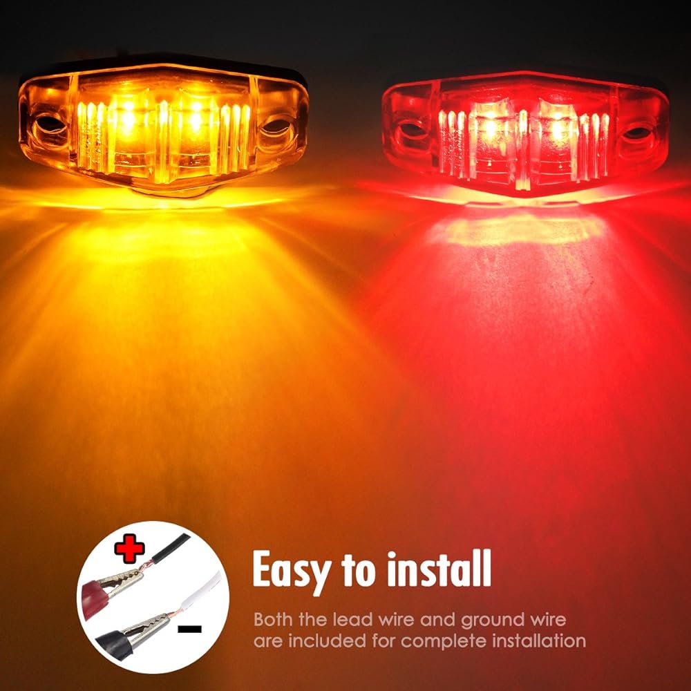 PARTSAM 12V LED trailer light waterproof 2 pieces 6 inch elliptical LED trailer tail light stop turn brake tail light light 8 mini oval LED Marker clearance light utility boat RV camper cargo dump trailer