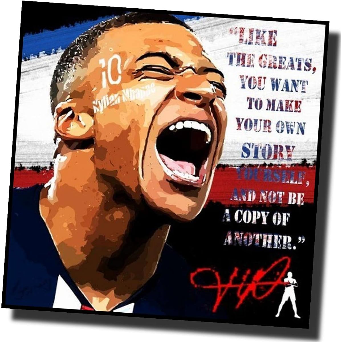 Paraline Art Frame Kylian Mbappe (Mbappé) Paris Saint-Germain Overseas Soccer Art Panel Wooden Wall Hanging Interior Poster