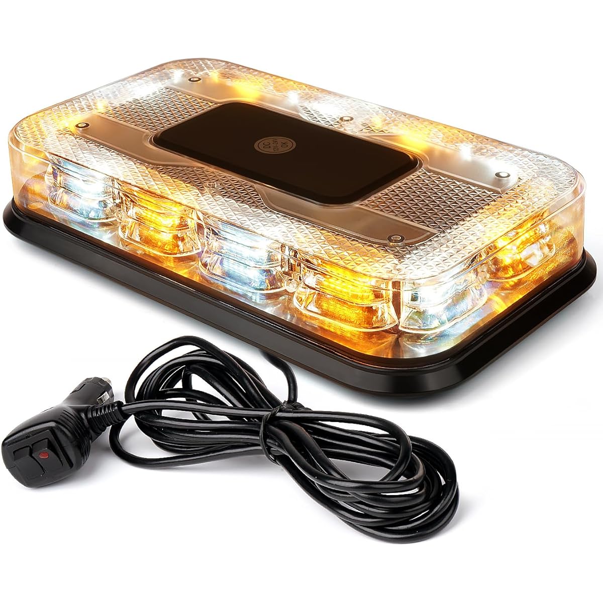 LUMENIX 12 -inch roof top strobe bee conquer 72LED magnetic mount emergency flash warning mini light bar construction vehicle construction vehicle -Amber White