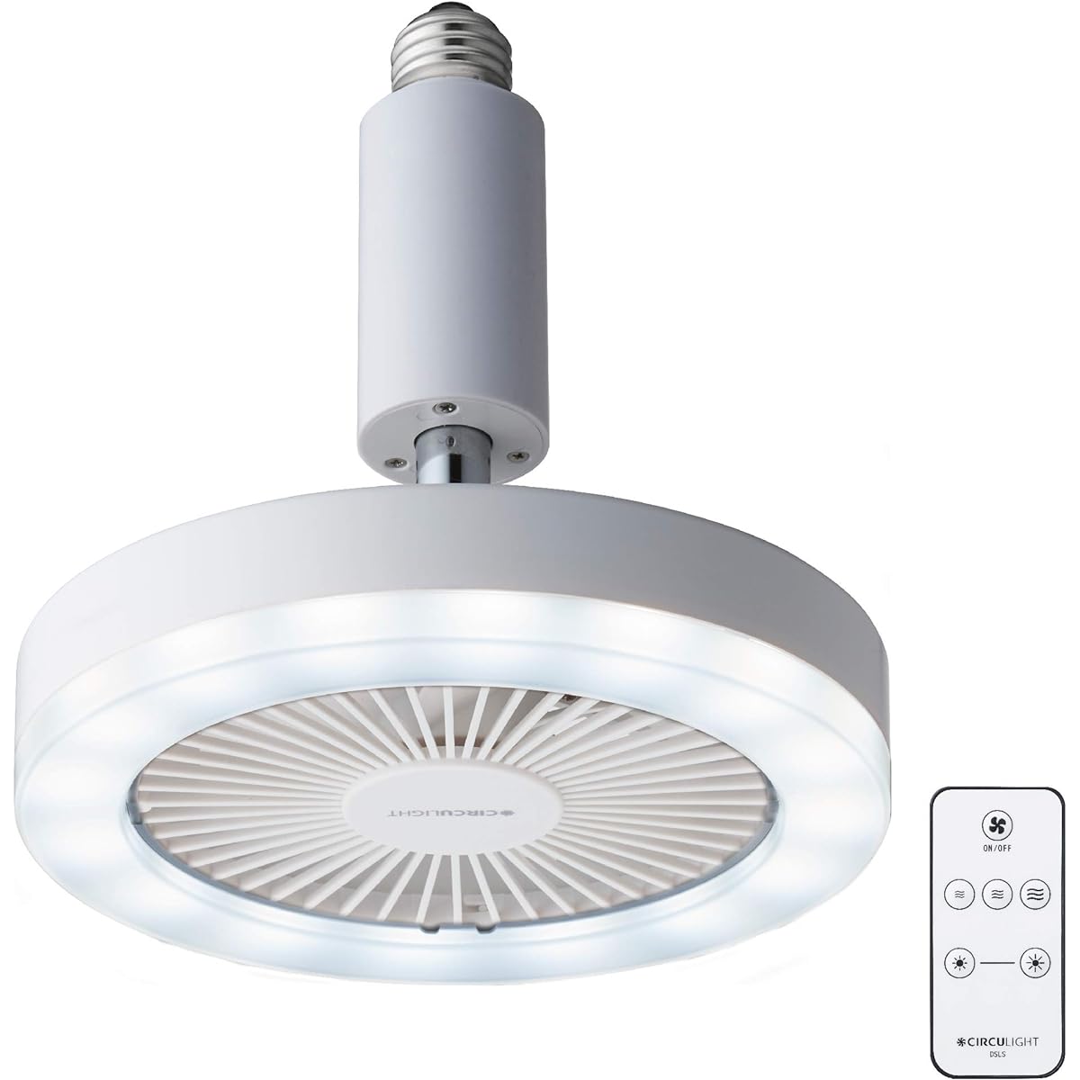 [For washrooms and dressing rooms] Doshisha Circulite Socket Model, Daylight White, Equivalent to 60W, E26 Base, 3 Air Flow Levels, Remote Control Included, DSLS60NWH