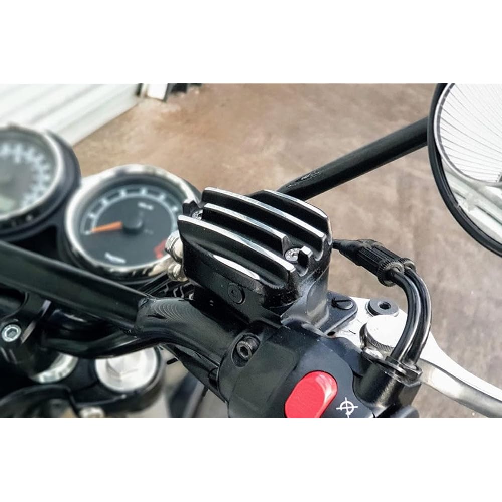Motone Master Cylinder Cap Bonneville T100 T120 Bobber Speedmaster Aluminum Die Cast Rib Black/Polish MMU076