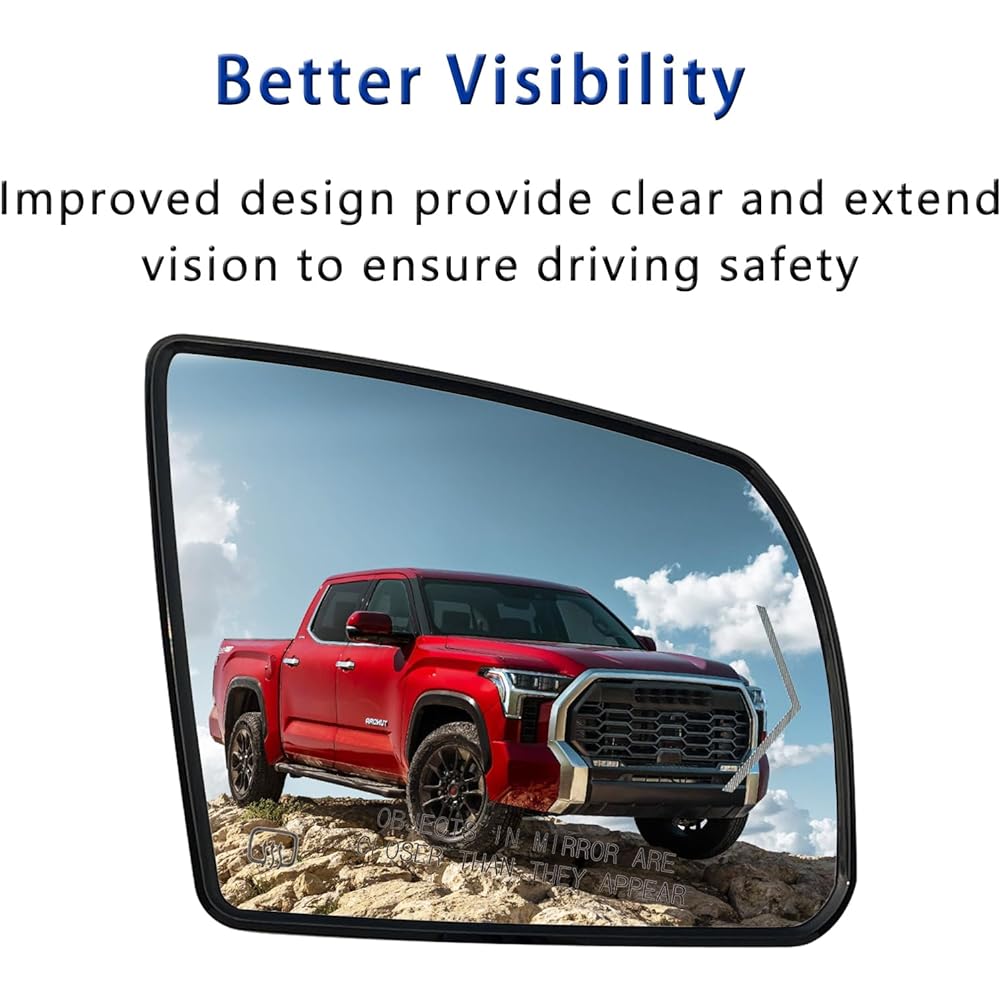 Personal seat heat mirror glass replacement 2008-2017 Toyota Sequoia 2007-2020 Toyota Tandra passenger seat mirror