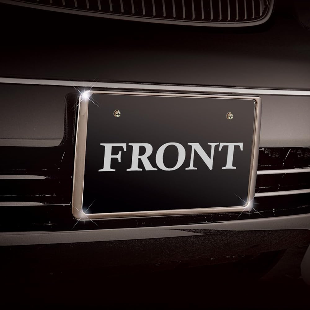 SEIWA Exterior Car Accessories License Plate Frame Front & Rear Set Metal Black (Metal) K418 Front and Rear 2 Pieces