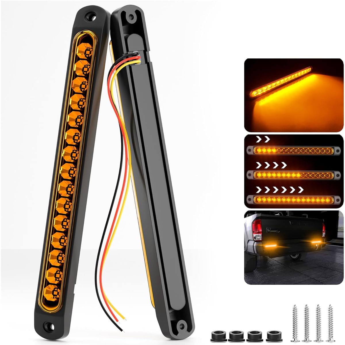 PSEQT 10 inch 15 LED Trailer identification Light LED Winker Tail Light Burtrip Truck Rear Side Marker Light Waterproof