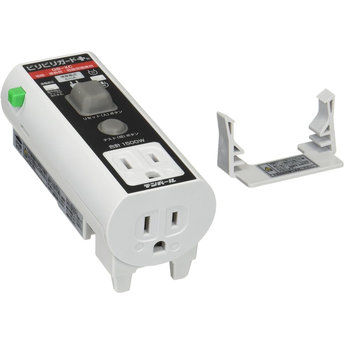 Temparl Industrial Plug Type Earth Leakage Breaker with Grounding Pole Bilibiri Guard Plus Combined Use with Ground Fault, Overload, and Short Circuit Protection 100V/15A/6mA Plug-in Connection Method GB-XC1506