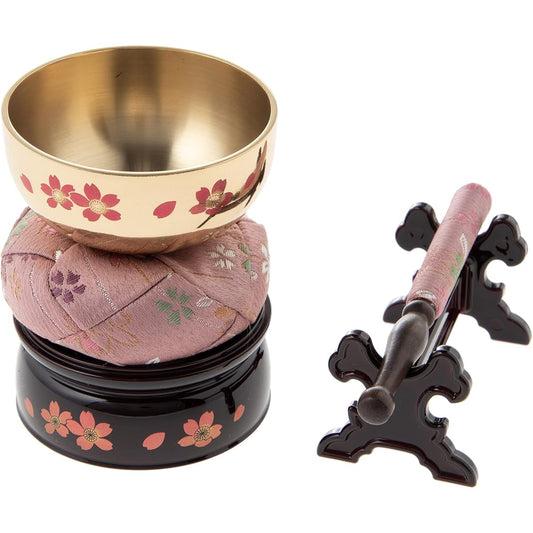 Simple Orin Set For prayers and memorial services at Buddhist altars, Buddhist altar accessories, Rin, Rin sticks, Rin stand, Rin futon, Rin stick stand set, modern Buddhist altar items, mini Buddhist altars, also for pets and memorial services, 5-piece