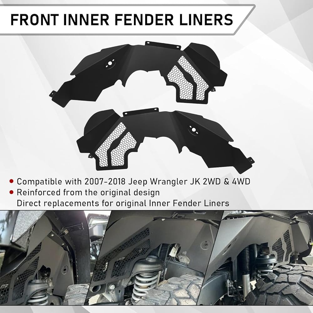 ECOTRIC Inner Fender Liner Aluminum Front Pair 2007-2018 JEEP WRANGLER JK JKU