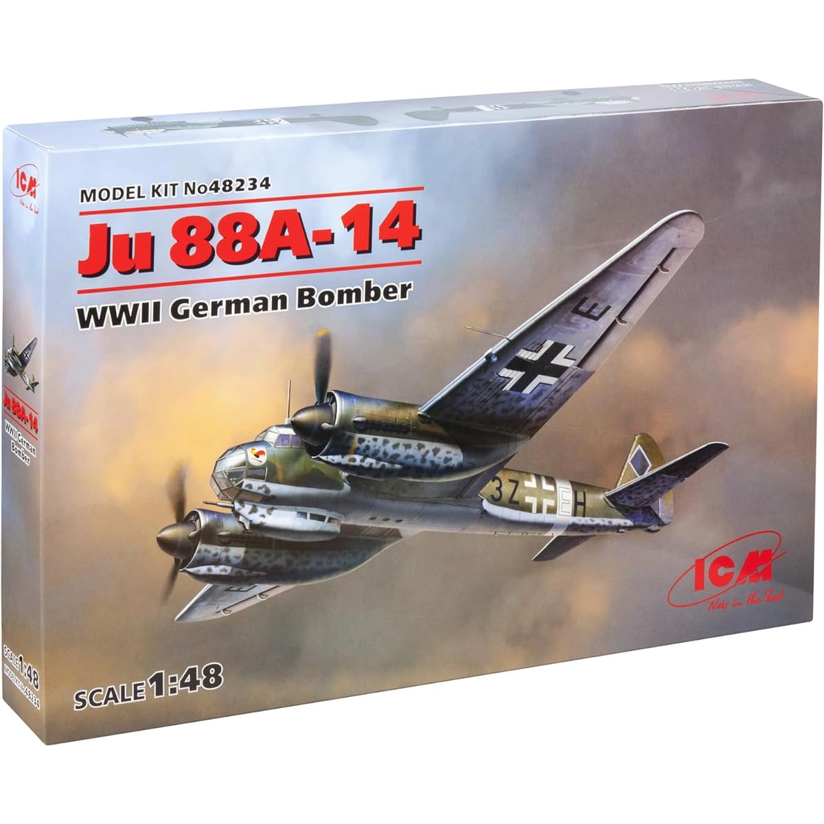 ICM 1/48 Luftwaffe Junkers Ju88A-14 Bomber Plastic Model 48234