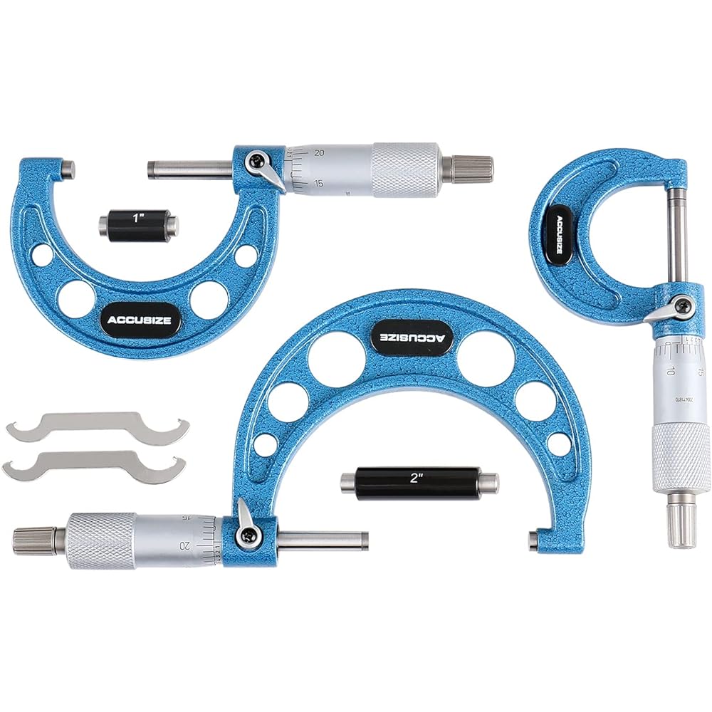 Accusize Industrial Tools 0-3 inch x 0.0001 Inch ultra-precision micrometer carbide chip 3 sets EG00-0903