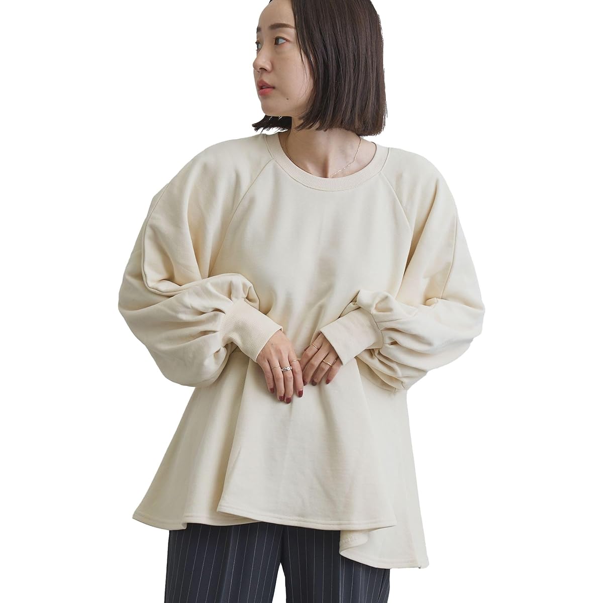 [Cohen] Clear cotton fleece peplum sweatshirt 76206360404