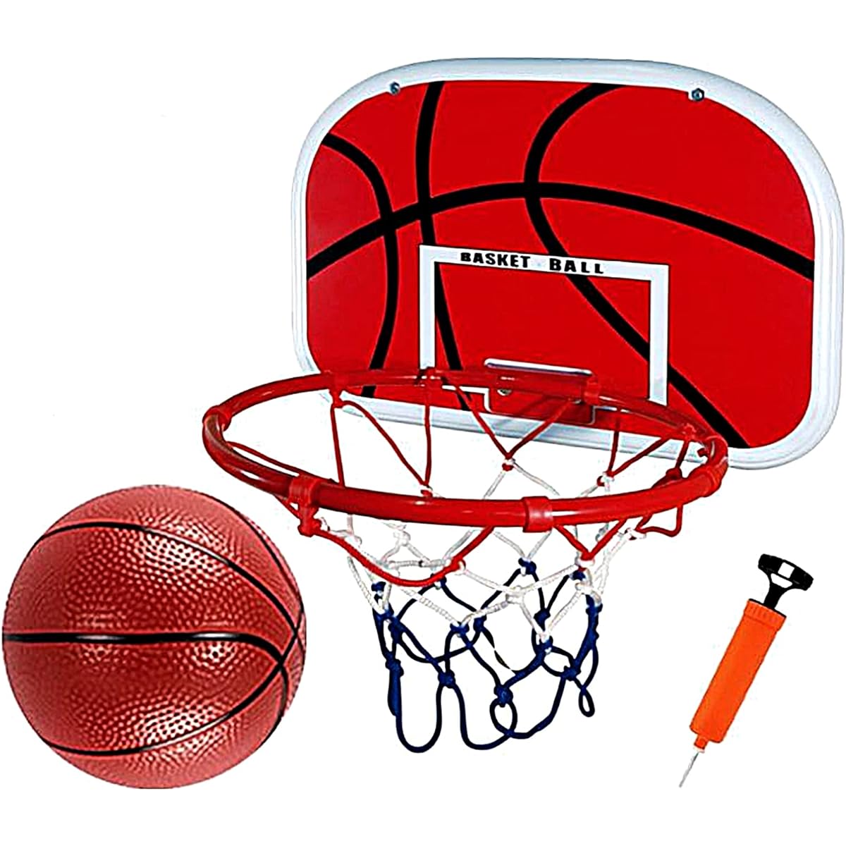 [TradeWind] Basketball Goal Basket Ring Net Basketball Board Wall Hanging Shoot Practice Ball Air Pump Set Mini Size (Brown 40cm)