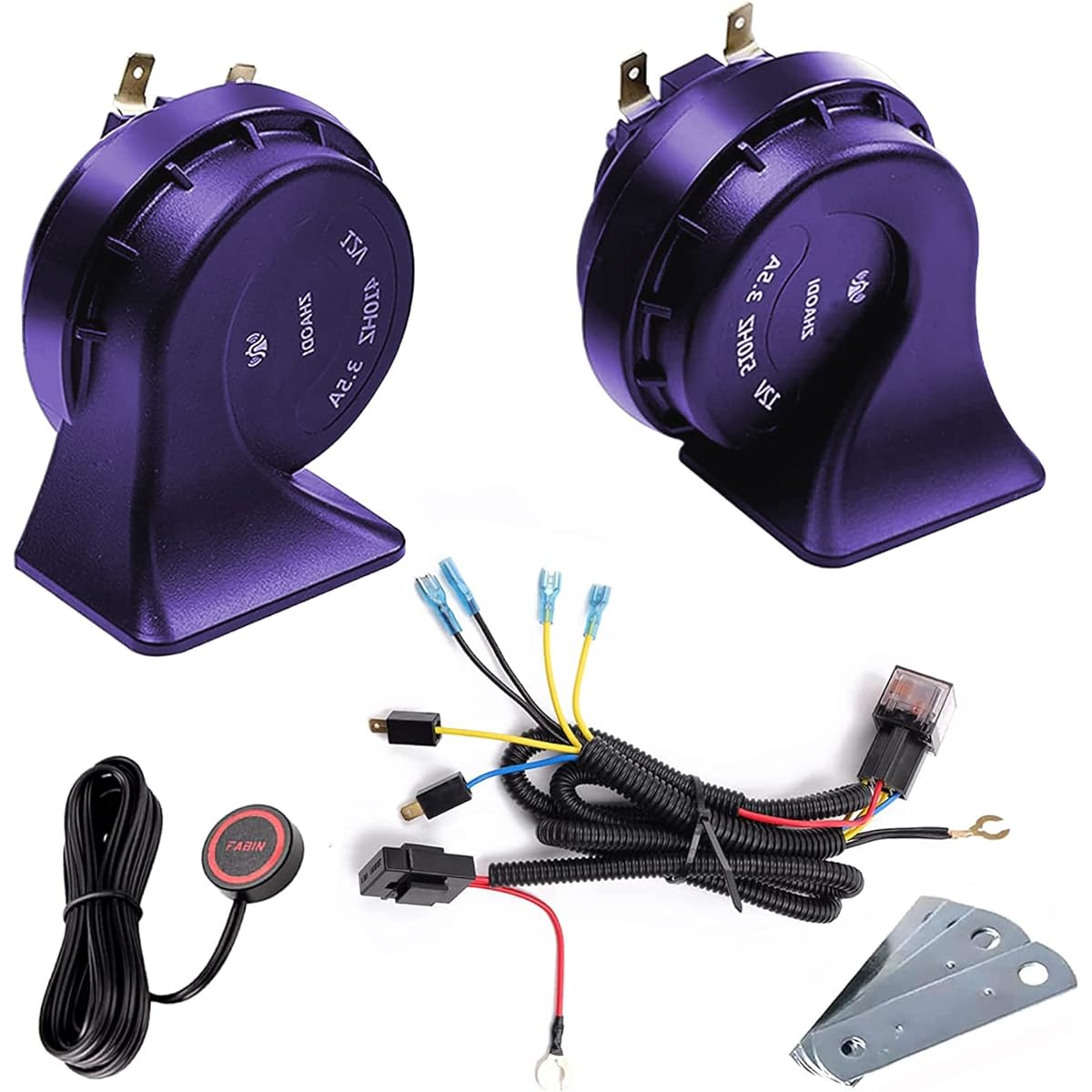 BANHAO Car Horn Truck Horn 12V Waterproof High Rotone Universal Fit Super Loud Electric Katatsum Reaphorn 12V Horn Kit replacement Car Horn (with button)