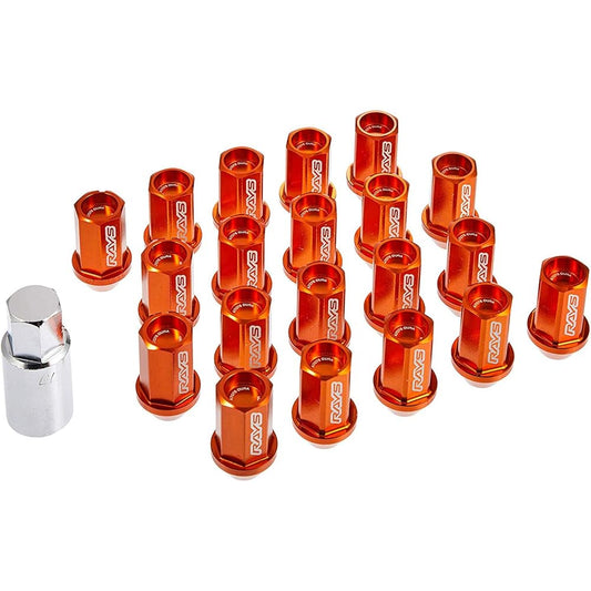 [RAYS] Duralumin Lock & Nut Set L42 Straight Type M12×1.5 Orange Anodized 74020001005OR