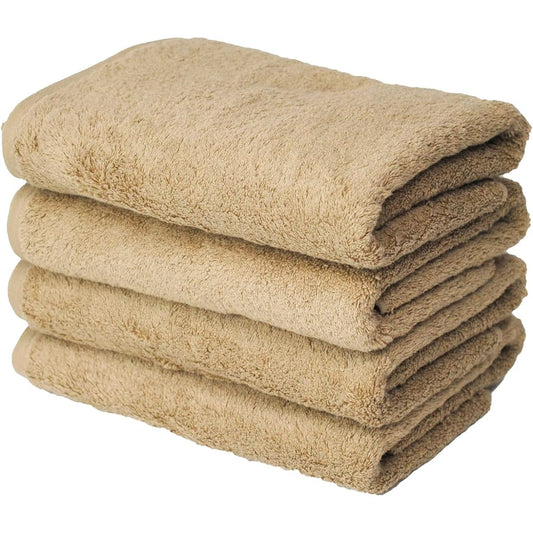 oruta Imabari Towel Certified FUu Made in Japan Soft Water Absorbent Hotel Type Thick 100 Cotton Bath Towel Face Towel Set (Set of 4 Bath Towels, Beige)