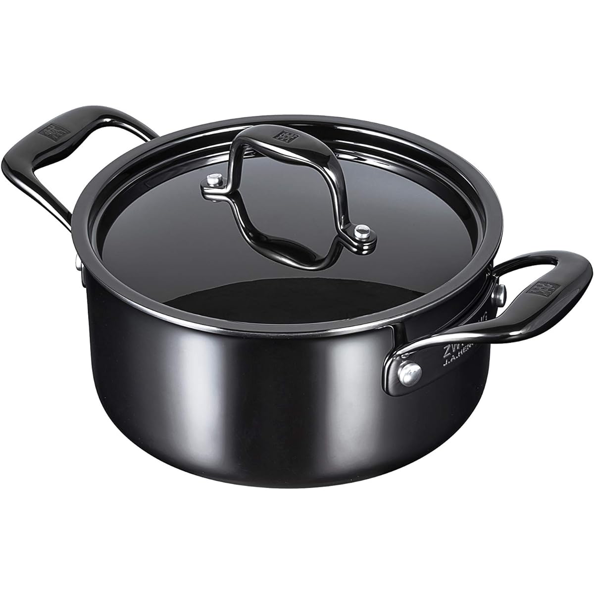 Zwilling "Nero Stew Pot 20cm 3.0L Black Coating" Two Hand Pot Stainless Steel with Lid IH Compatible 10 Year Warranty [Authorized Japanese Product] 64432-200