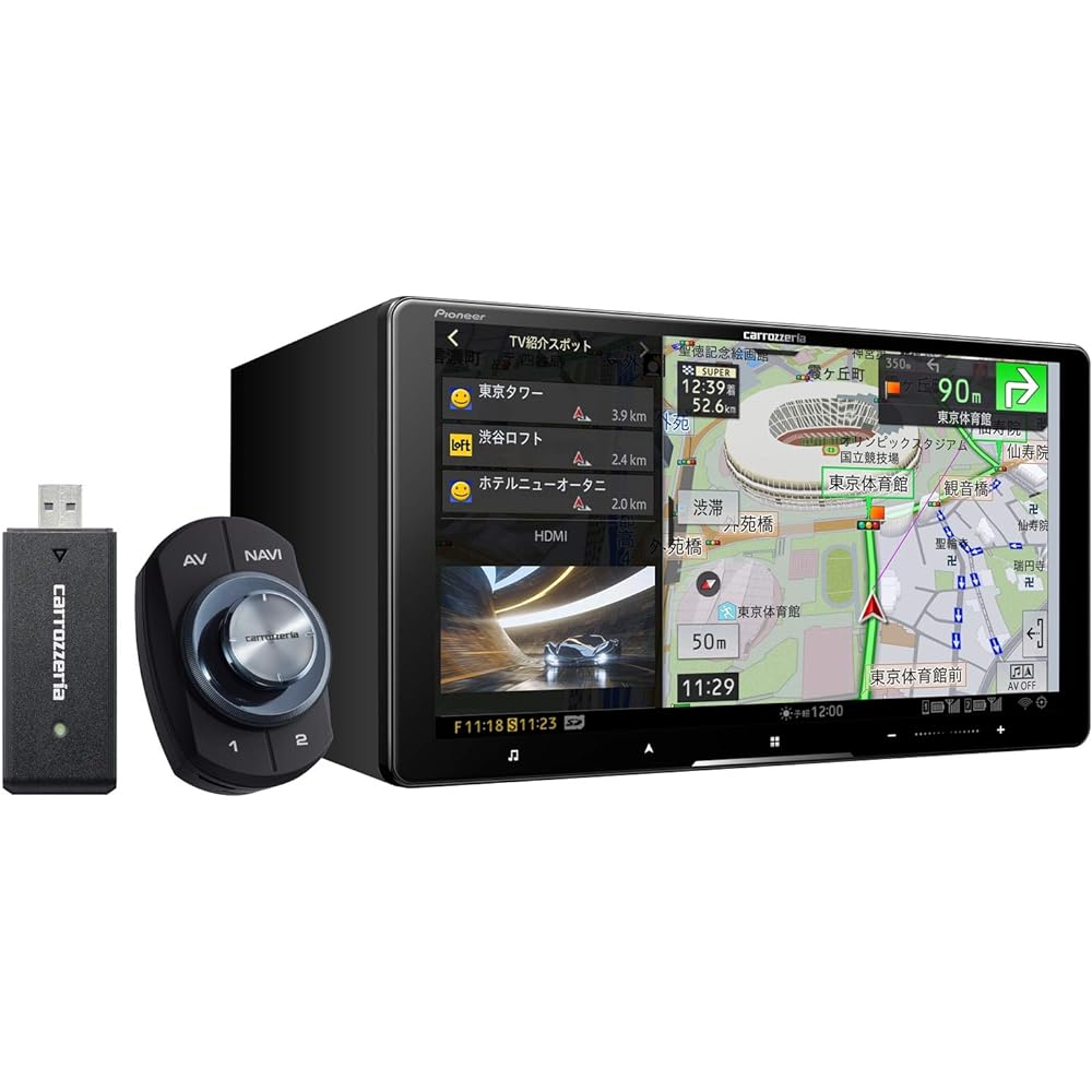 Pioneer Car Navigation AVIC-CQ911-DC 9 Inch Cyber Navigation Free Map Update Full Seg DVD CD Bluetooth SD USB High Resolution HD Quality Network Stick Set Carrozzeria