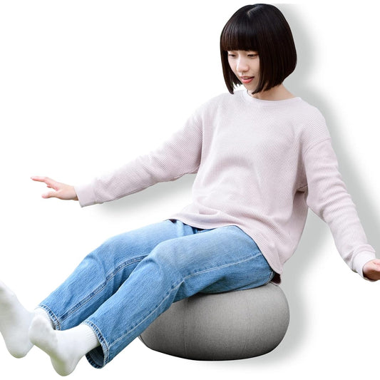 [Yamazen] Balance Ball (Low Type) Cushion Stool, Cross-legged Chair, Fixed, Diameter 45 x Height 25cm, Includes Air Pump, Cover that blends in with your interior, Core Training Ottoman, Lightweight, Gray HBS-4526(GY)