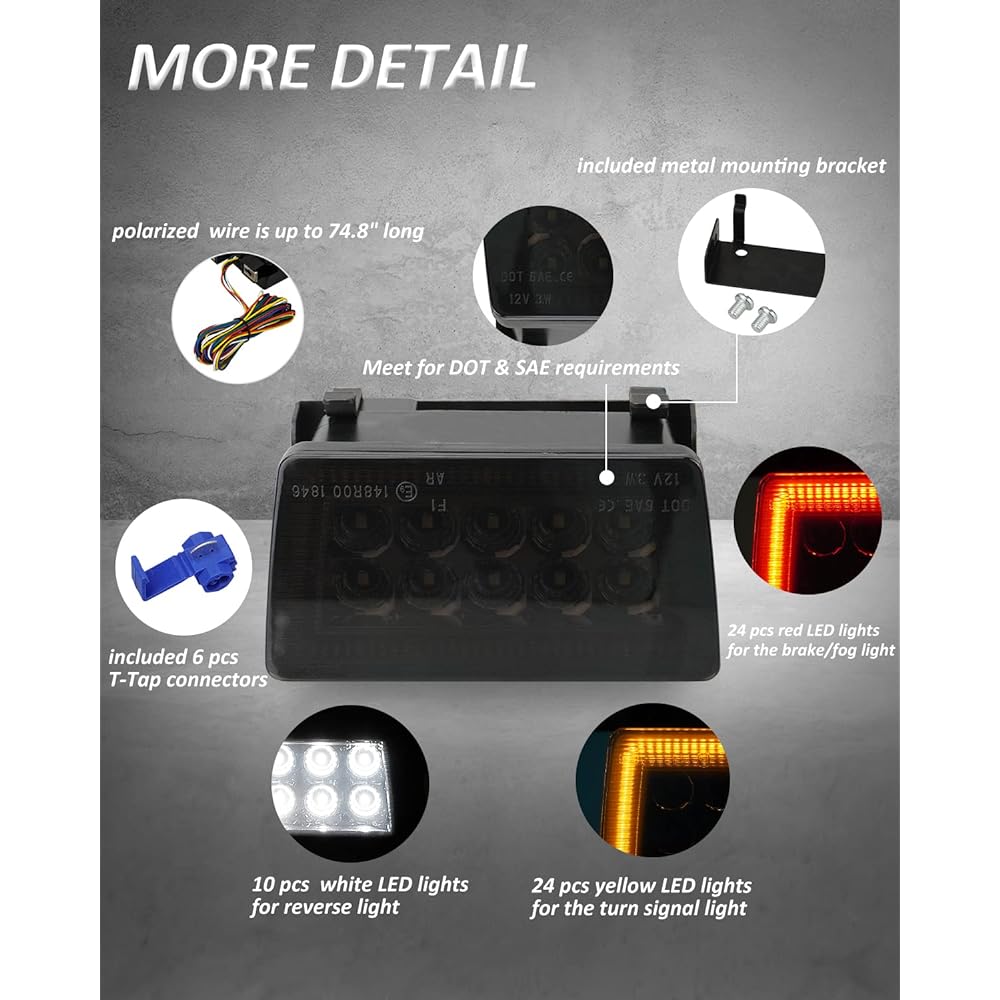 BestView 5 in 1 LED Rear Fog Light Assembler Kit 2011-2021 Subaru WRX STI Impreza XV Compatible Tail Brake Backup Reverser Winker Function (Smoke Lens)