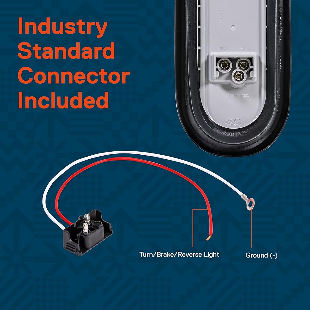 TRUE MODS Red 4 + White 2 6 inch Oval LED Trailer Tail Light Kit [DOT FMVSS 108] [Glomet/Plug attached] [IP67 Waterproof] [Stop brake turns] Backup light marine boat track for RV tracks