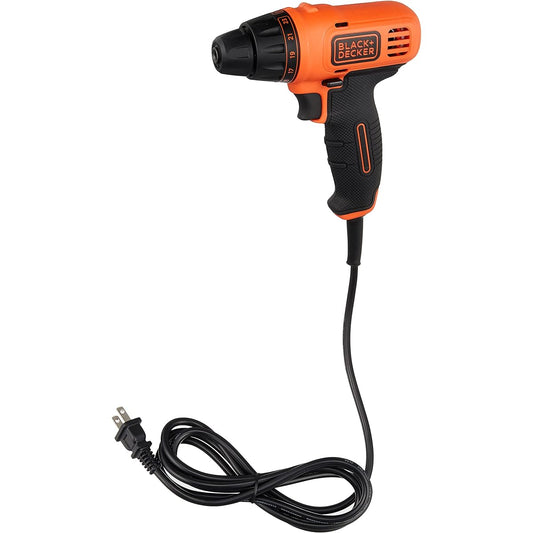 Black & Decker Corded Drill Driver DIY Power Tool Drilling Tightening Tool Smart Lightweight Compact Speed Control Bit 17 Types KR151