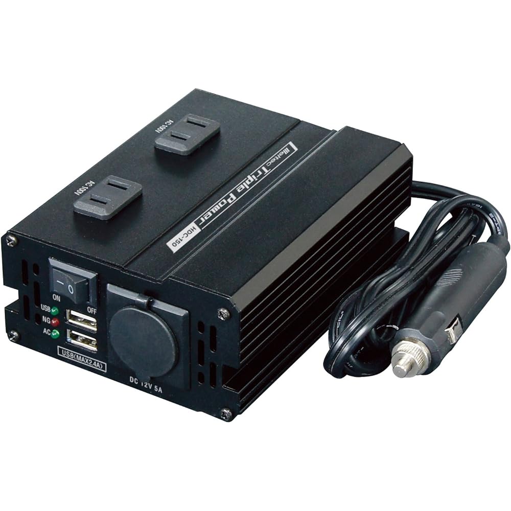 Meltec HDC-150 Automotive DCDC Converter Deco Deco Silent Type 3way (USB & Outlet & Accessory Socket) DC24V 2 Outlets 150W USB 2 Outlets 4A DC12V 1 Outlet 60W Meltec HDC-150