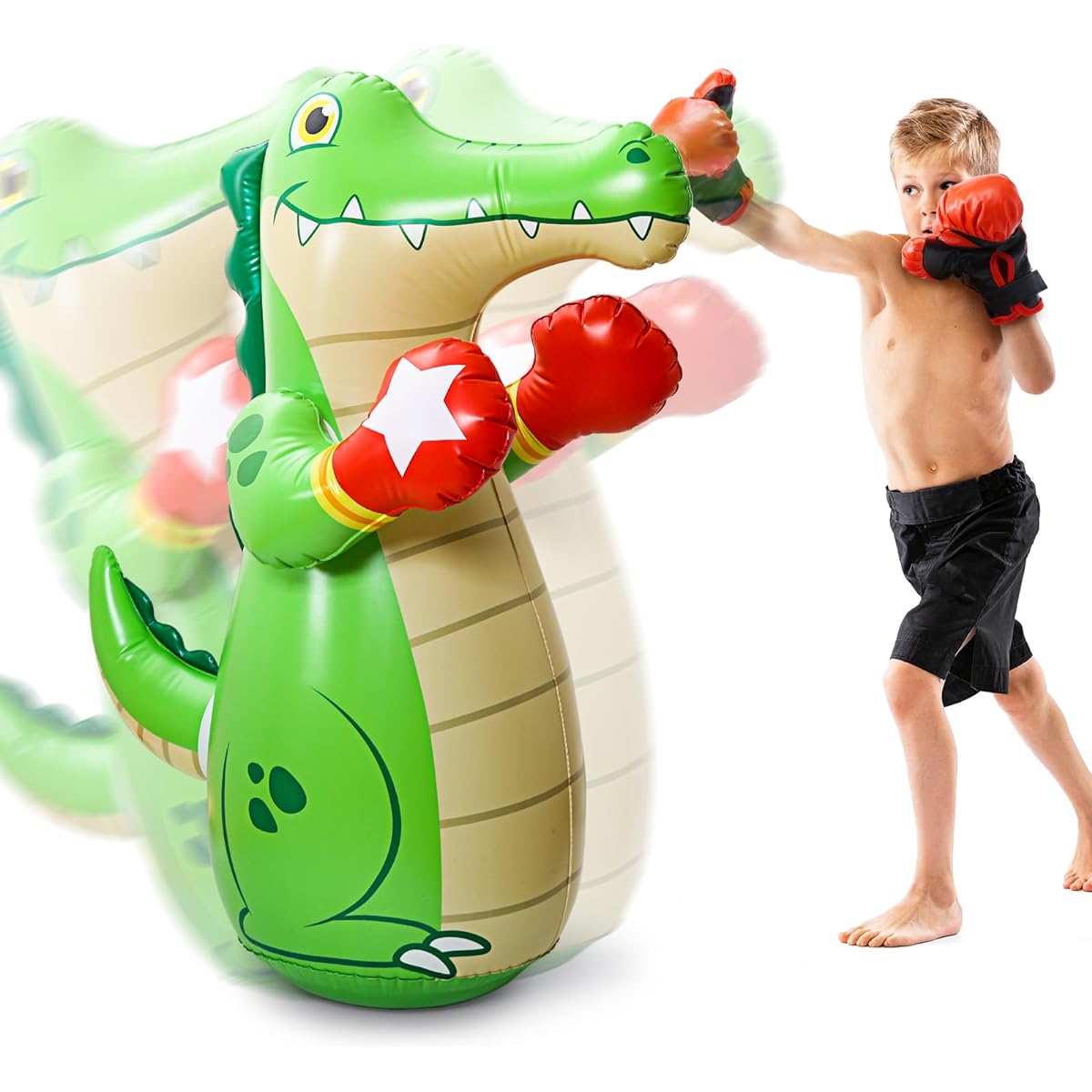 EagleStone Sandbag Children's Boxing Toy for Home Use Freestanding Punching Machine Air Sandbag Adult Daruma Design Punch Back Stress Relief Stand Lack of Exercise Exercise Indoors Outdoors Change of Mood Elementary School Boys Girls Christmas Present Ha