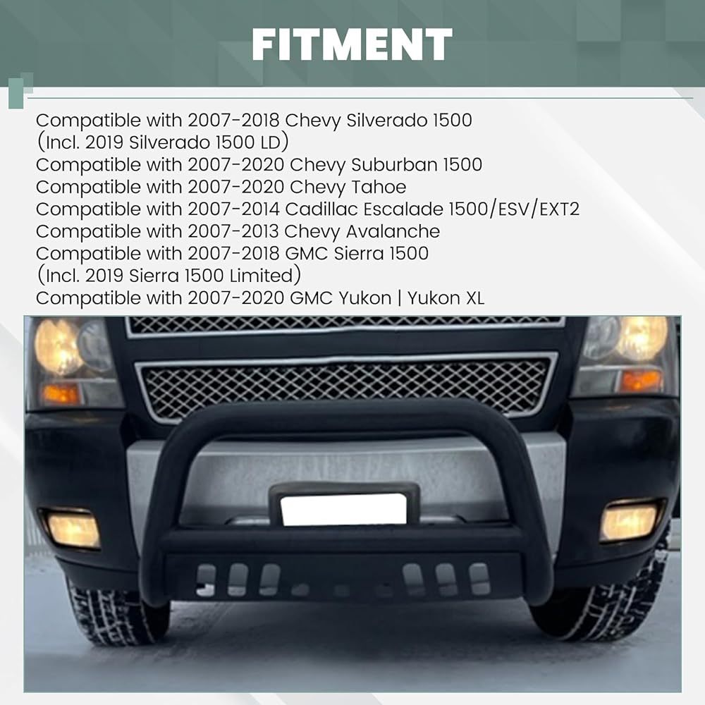 HECASA Brewer 2007-2018 Chevrolet Silverado 1500/GMC Sierra 1500 2007-2020 Sabban 1500/Taho Cadillac Escaled Abalantic GMC Yukon Front Bumper Grill Brushigard