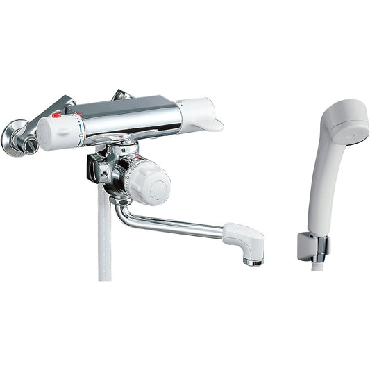 LIXIL INAX Bathroom Wall Mounted Shower Bath Faucet with Quantitative Water Stop Thermostat, Comes with Check Valve, Mildew Resistant Hose, Spout Length 170mm RBF-107