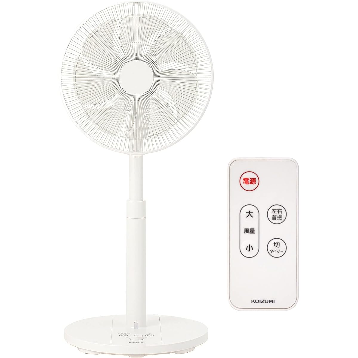 Koizumi KLF-3032/W Electric Fan, DC Motor, Remote Control, 12 Levels of Air Volume, Oscillation, Off Timer Included, White
