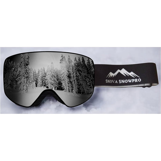 [MARUYUKI] [Official Genuine Product] Ski Goggles REVO Full Coating, Compatible with Bad Weather, Large Lens, Compatible with Glasses, Bright View, Flat Double Lens, Anti-Fog Tested, UV400 UV Protection, Men, Women, Juniors, Kids, 3-Layer Sponge, Lightwe