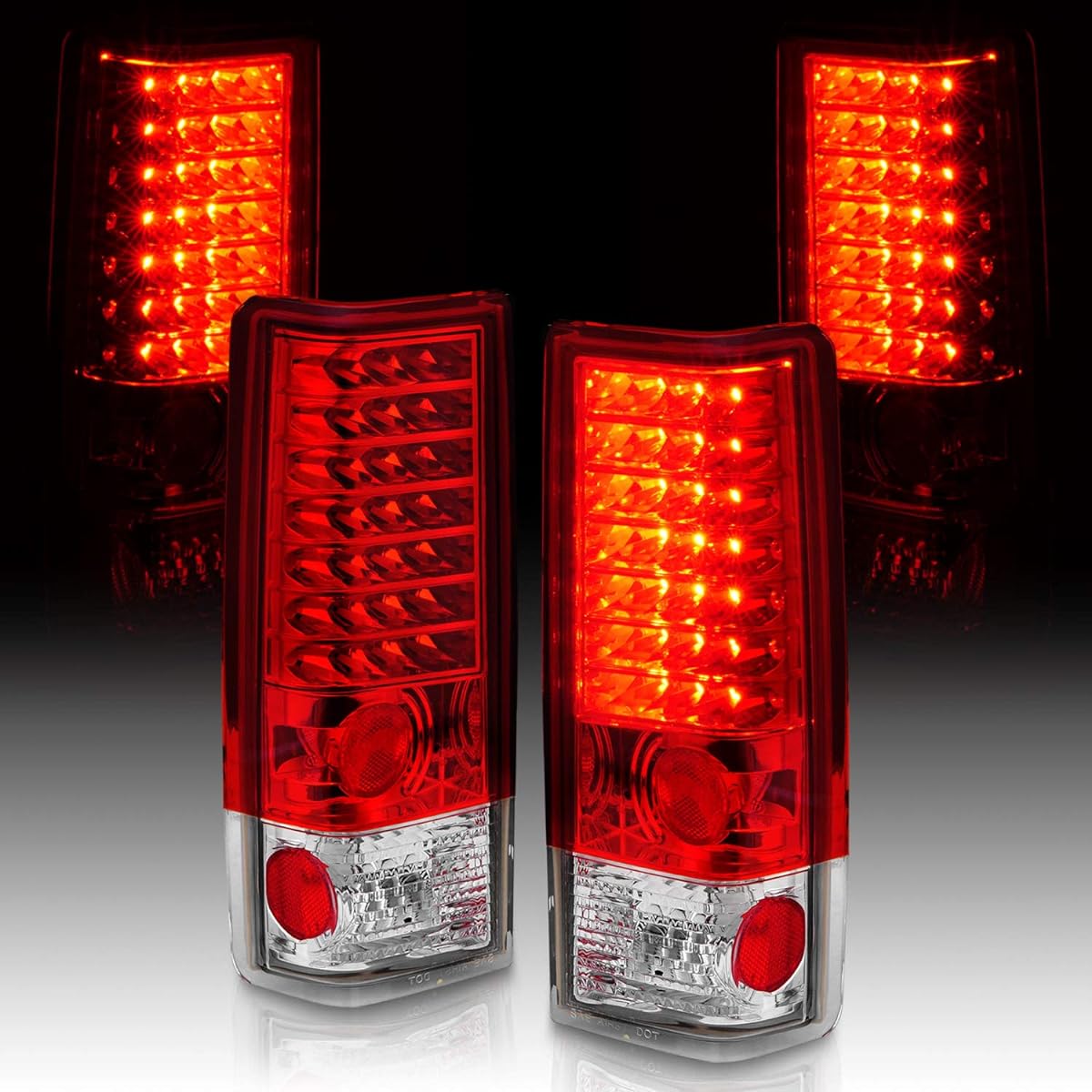 Crystal Red LED replacement tail light pair for Americilite Astro Safari VAN Pair Pair Seat side and driver's seat side