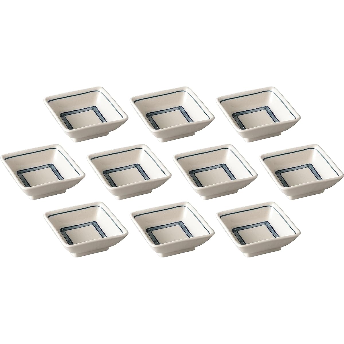 Set of 10 cloth grain obi line square bowl (large) [11 x 4.1cm] [square bowl]