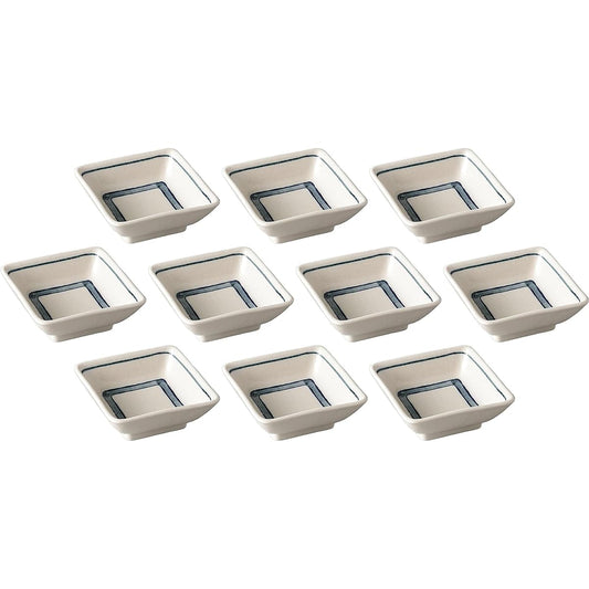 Set of 10 cloth grain obi line square bowl (large) [11 x 4.1cm] [square bowl]