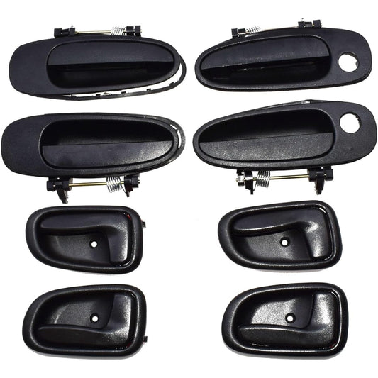 Car Parts Door handle Black Outdoor Black Inner Kit 8 Set 6920612130 Geo PRIZM Toyota Corolla 1993 1995 1996 1997 Car Parts (Color: Kit 001)