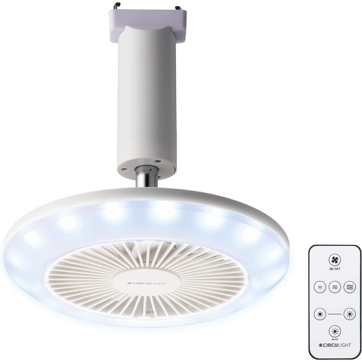 Doshisha Circulite Socket Series, Hook Model, Daylight White, Equivalent to 60W, 3 Air Flow Levels, Remote Control Included, White