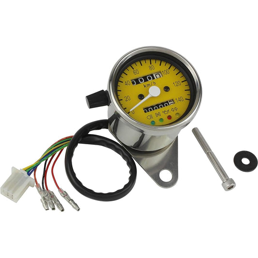 POSH Motorcycle Supplies LED Backlight 4 Indicator Mini Meter Mechanical Yellow Panel SR400 FTR223 Estrella etc. 100014-83