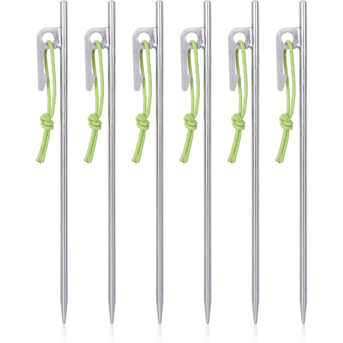 Boundless Voyage Titanium Peg Solid 20CM Diameter 5mm Titanium Alloy Rocky Beach Sandy Gravel Hard Soil Grass Tent Peg Outdoor Camping Forged Peg Setup Tool Set of 6 Ti4014P