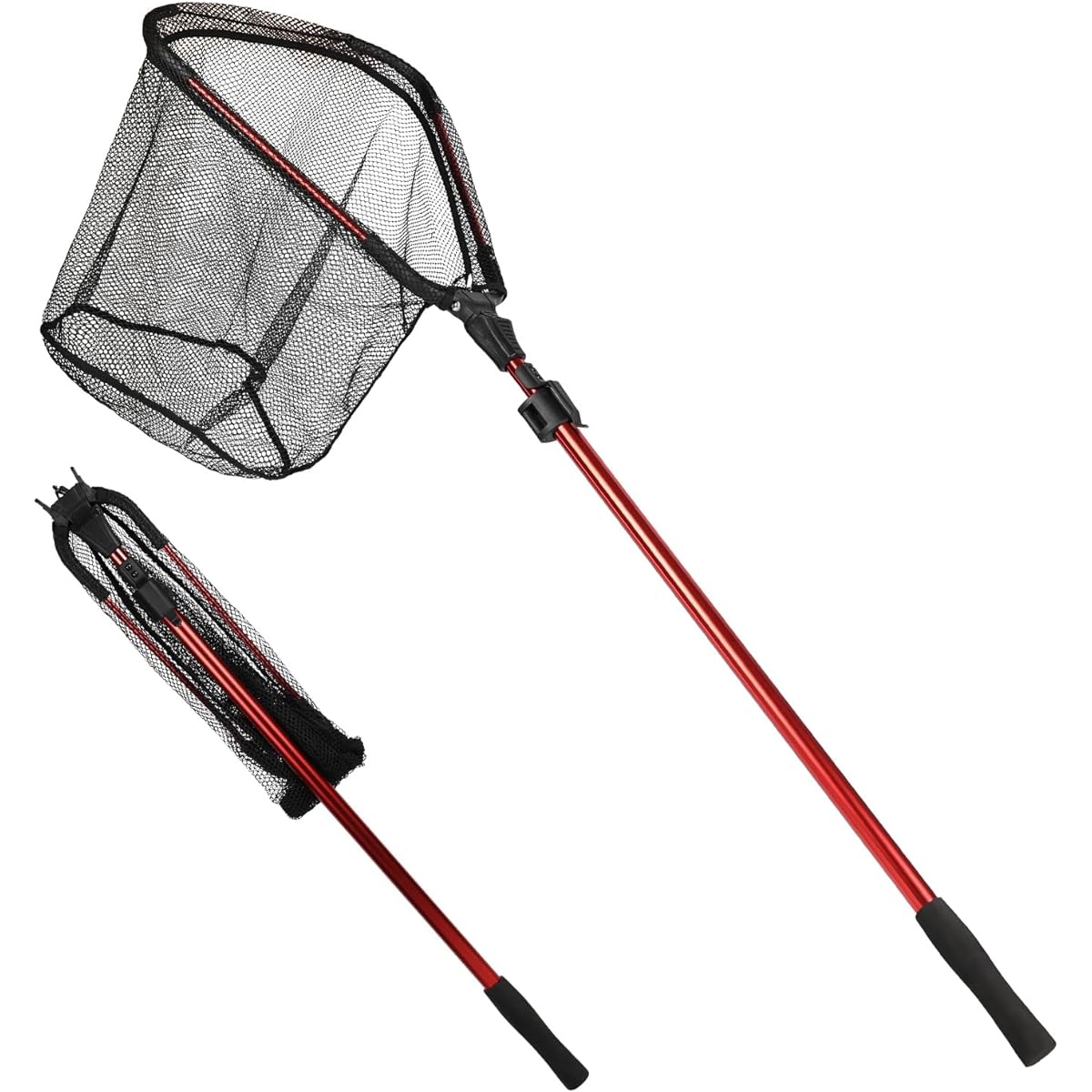 Ball Net Landing Net 1.8M 2.1M Foldable Ball Net Telescopic Fishing Adjustable Fishing Net Lightweight Rust-proof Material Multifunctional Tool Convenient Portability Suitable for Freshwater and Saltwater