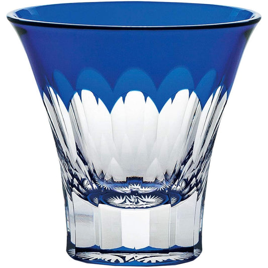 Toyo Sasaki Glass Cold Sake Glass Blue 85ml Yachiyo Kiriko Kaleidoscope Cup Bamboo Leaf LS19759SULM-C694-S2