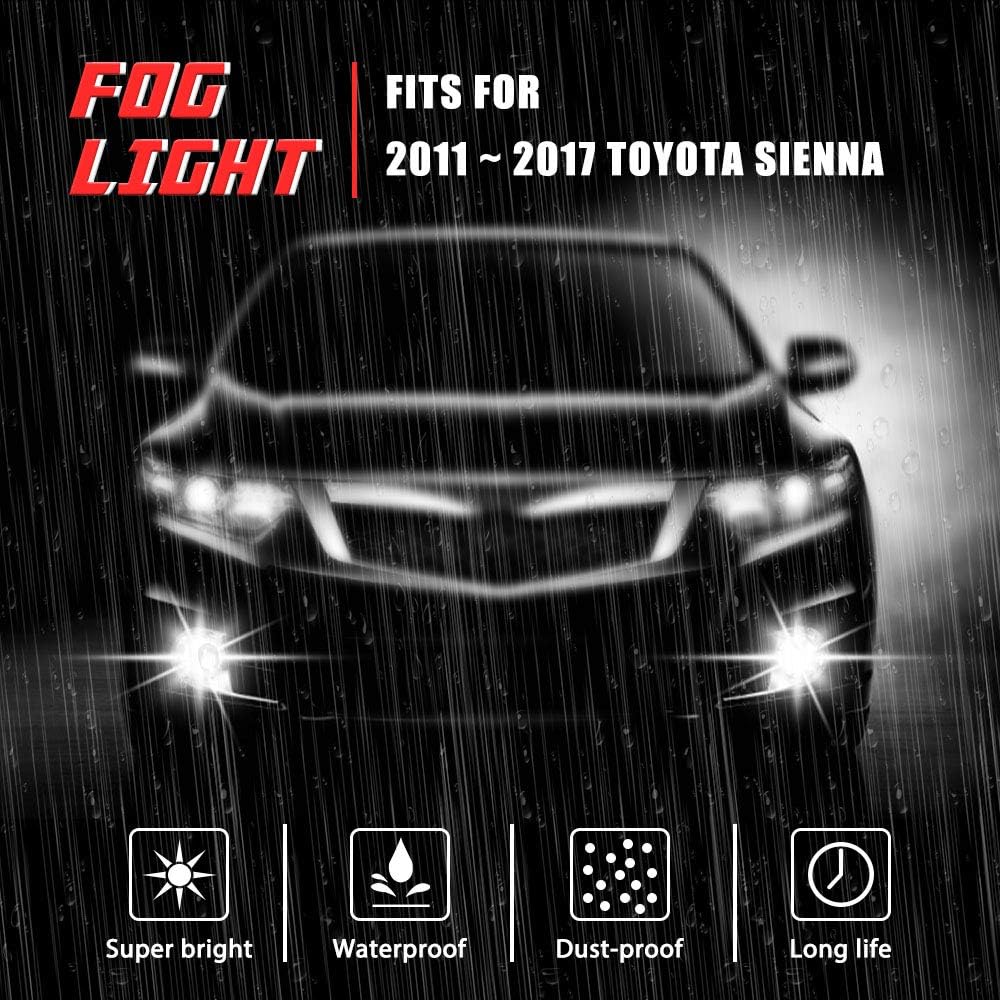 Driving fog light lamp exchanges Toyota Shinna 2011 2012 2015 2016 2016 2016 2017 H11 12V 55W Halogen Light bulb & Switch and Wiring Kit 81210-08020 81220-08020 (Clear Lens)