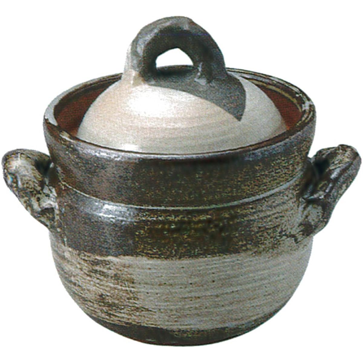 Santo Rice Pot: 52-11785 Banko Ware Rice Clay Pot for Direct Fire Rice Cooking Ash Glaze Brush Grain 2 Cup Rice Pot 16x20cm 1100cc SANTO 117857
