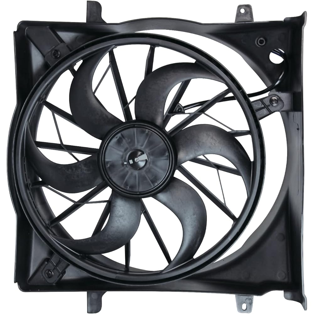 TYC 621560 JEEP LIBERTY replacement radiator/condenser cooling fan alignment