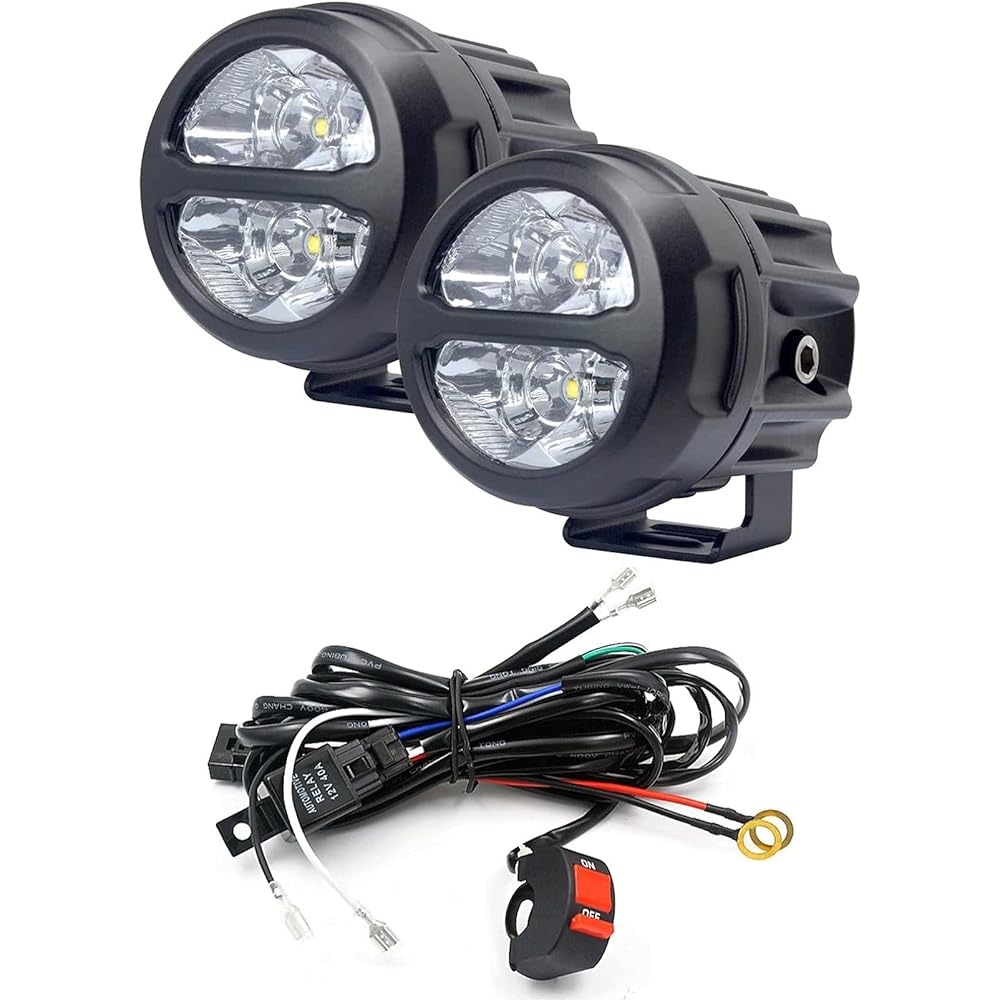[CFT TIME] LED Fog Lamp Bike Motorcycle Car Work Light Auxiliary Light Lighting White Light 12V 24V Harness Included (20W Set of 2 + Harness)