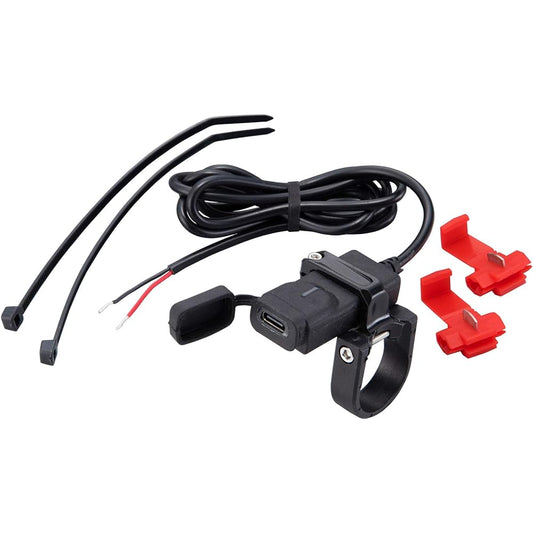 Kijima Motorcycle Bike Parts USB Port Kit φ22.2 Single Port Type C Fast Charging Compatible IP55 304-6304