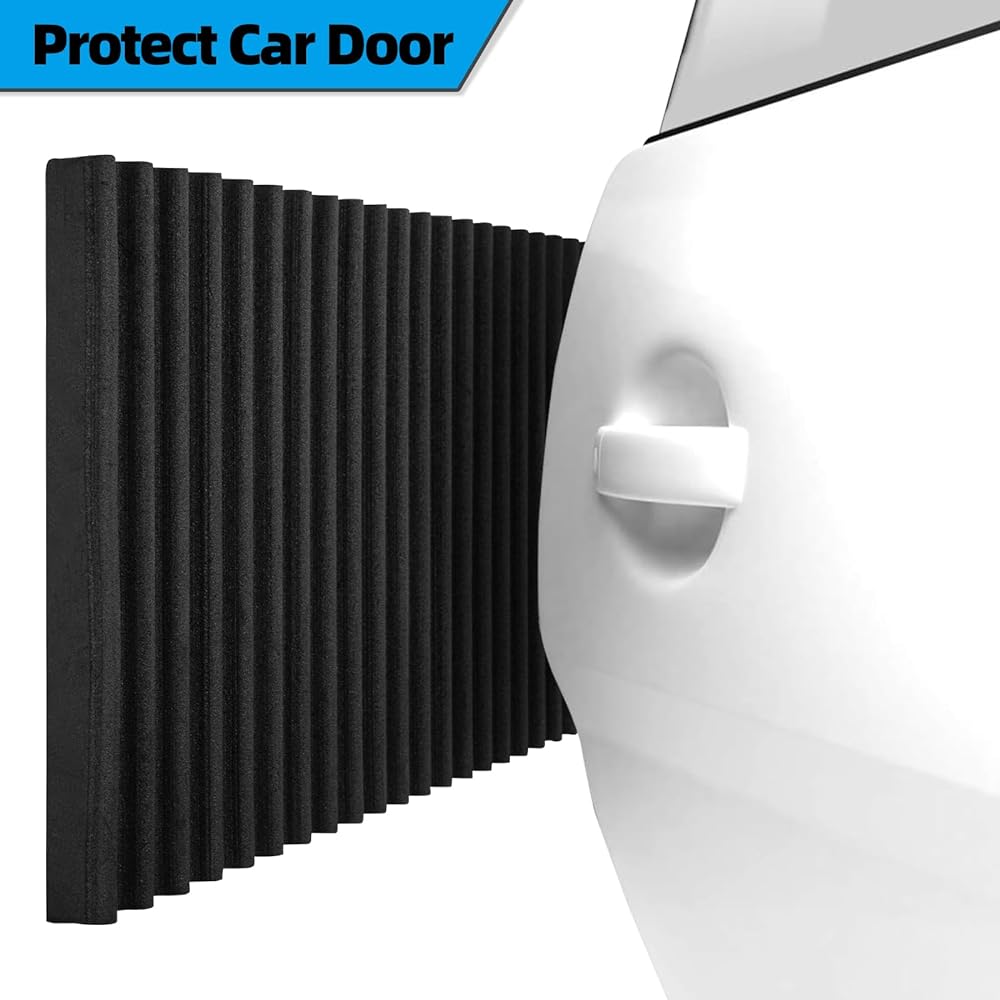 SPURTAR Garage Wall Protector Car Douploter Self -adhesive vehicle Door Gard Pursued Family Wall Bumper Wavy Mat German Design Black 79 X 8/8 inch