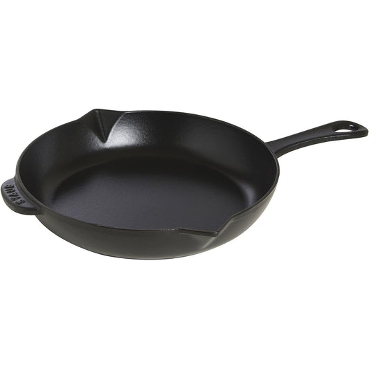 staub "Round frying pan 26cm black" iron enamel oven compatible IH compatible [Japan official product] 40510-617 Frying pan with cast iron handle